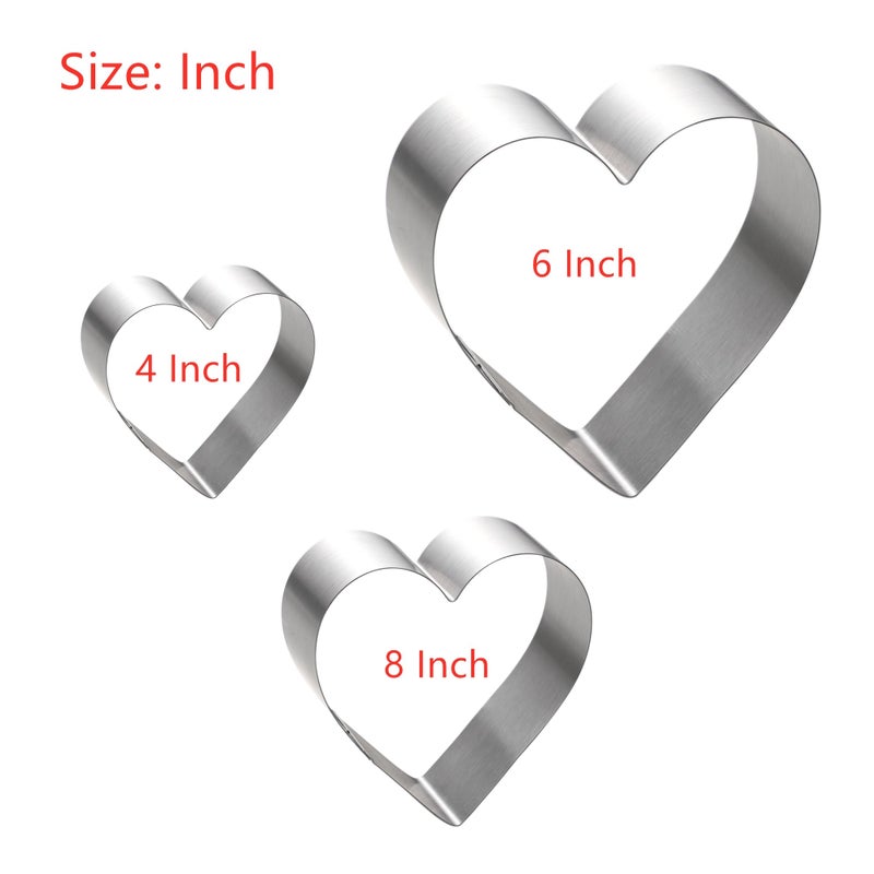 Maykito Large Heart Cookie Cutter Set-4/6/8 Inch Heart Cake Mold Ring Pancake Mold Valentine Day Gift Stainless Steel - Image 3